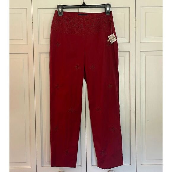 Piazza Sempione NWT red embroidered cropped pant size 6 - Picture 13 of 13